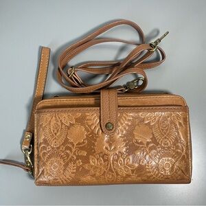 The Sak Tan Embossed Crossbody Wallet